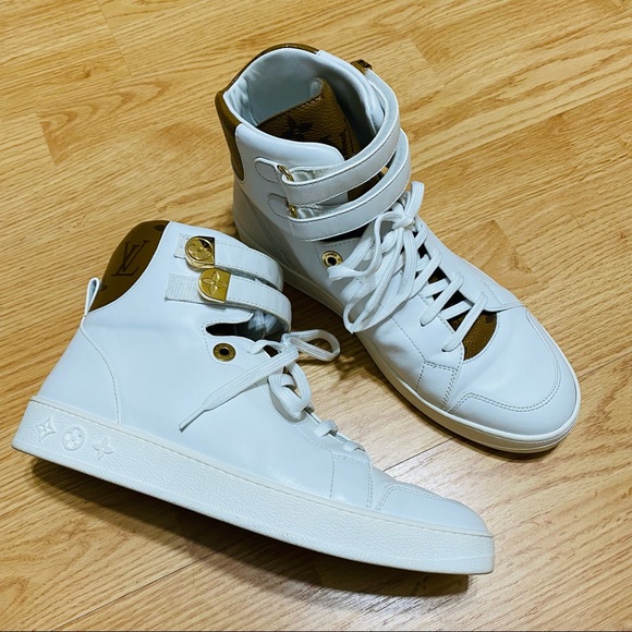 RARE Louis Vuitton Calfskin Reverse Monogram Boombox High top Sneakers White - Picture 3 of 10